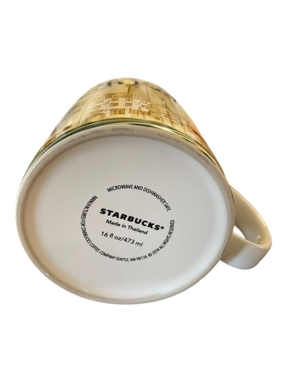 Starbucks Czech Republic Souvenir Mug, White and Green with Gold, Good Condition - Picture 4 of 4